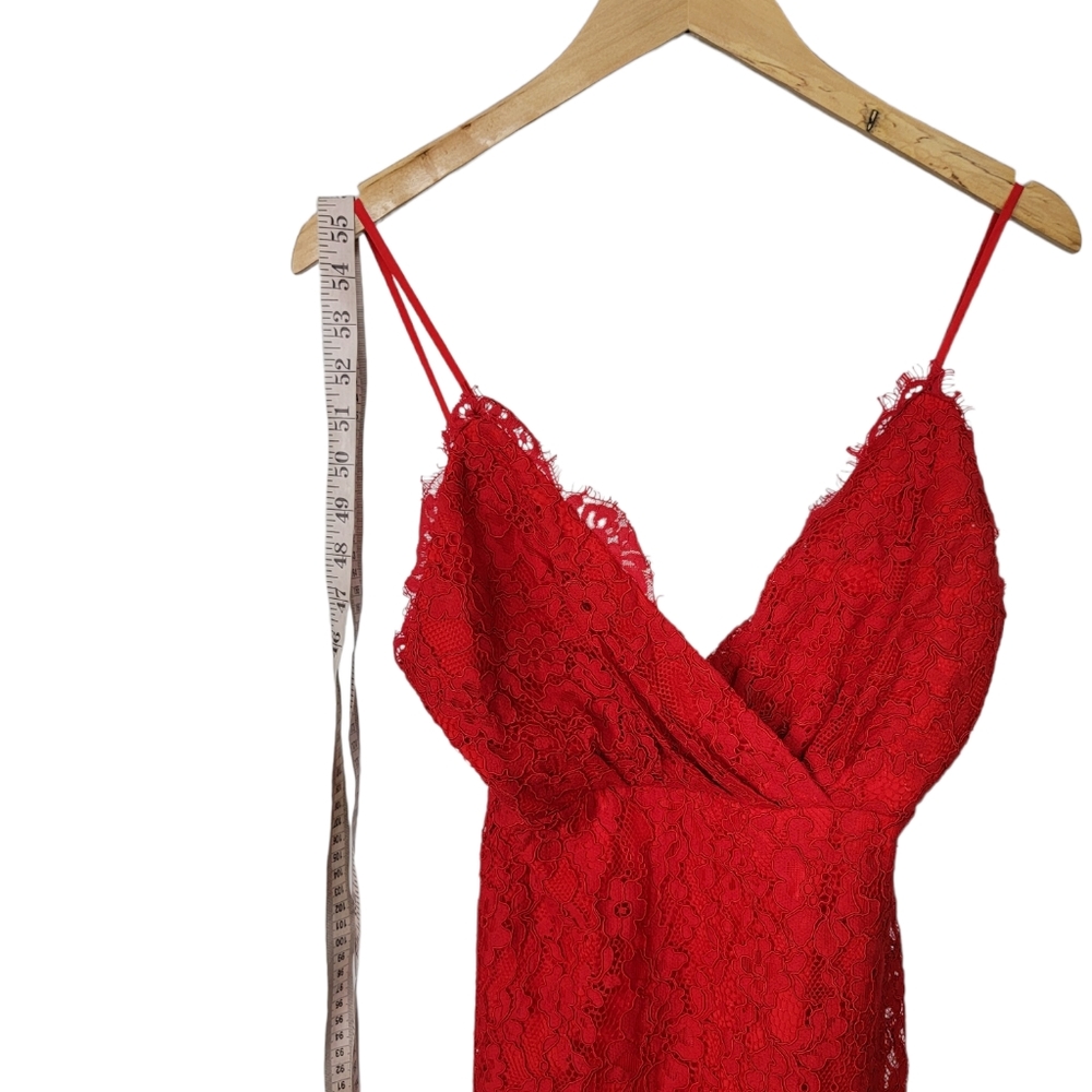 Majorelle Oracle Red Lace Dress Tiered Ruffle Midi Size XXS - Picture 8 of 10